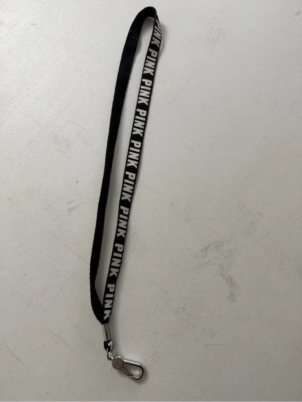 PINK Victoria's Secret Black and White Branded Lanyard with Metal Clip